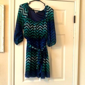 Royal blue and green chevron dress
